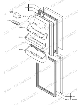 Взрыв-схема холодильника Zanussi ZX57/3W - Схема узла Door 003